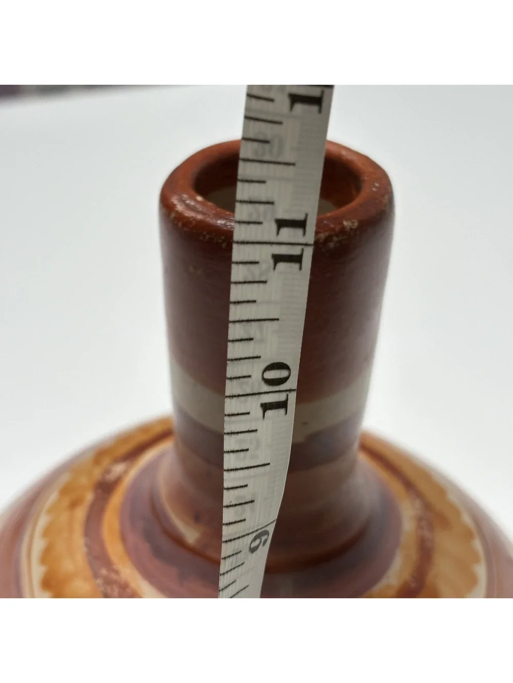 Vintage Mestizo Mexican Pottery Vase Hand Painted Earth Tones Lead Free 11